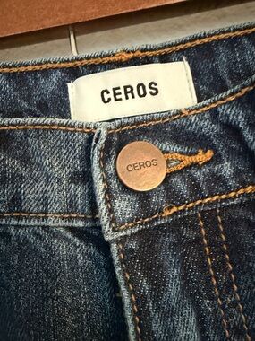 CEROS Women's Dark Blue Ankle Jeans